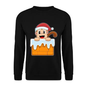 Monkey Christmas Santa Hat - Unisex Sweatshirt - black - Front - Alina (178cm) & Michal (187cm)