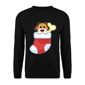 Dog Christmas Christmas Sock - Unisex Sweatshirt - black - Front - Alina (178cm) & Michal (187cm)