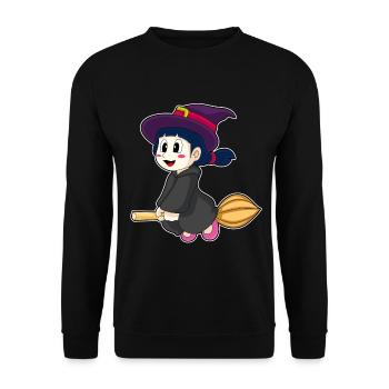 Girl Witch Broom - Unisex Sweatshirt - black - Front - Alina (178cm) & Michal (187cm)