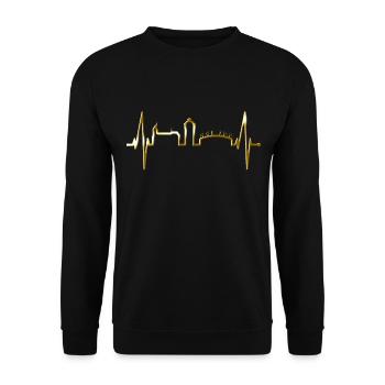 Mönchengladbach Skyline Heartbeat Fan I Love MG - Unisex Sweatshirt - black - Front - Alina (178cm) & Michal (187cm)