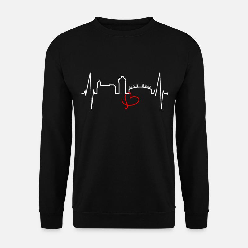 Mönchengladbach Skyline Herzschlag Fan I Love MG - Unisex Pullover - Schwarz
