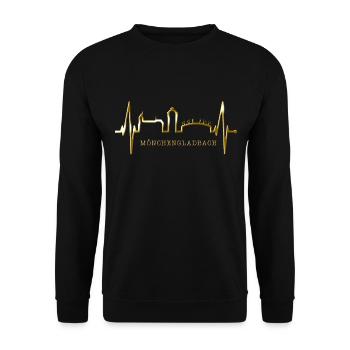 Mönchengladbach Skyline Heartbeat Fan I Love MG - Unisex Sweatshirt - black - Front - Alina (178cm) & Michal (187cm)