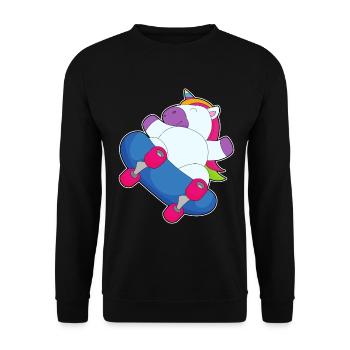 Einhorn Skater Skateboard - Unisex Pullover - Schwarz - Vorne - Alina (178cm) & Michal (187cm)