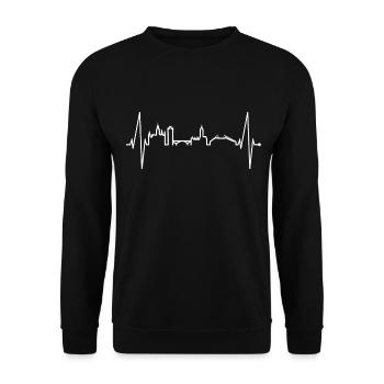 Mayence Skyline Heartbeat Fan Heart Love Mainzer - Sweat-shirt Unisexe - noir - Devant - Alina (178cm) & Michal (187cm)