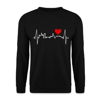 Mayence Skyline Heartbeat Fan Heart Love Mainzer - Sweat-shirt Unisexe - noir - Devant - Alina (178cm) & Michal (187cm)