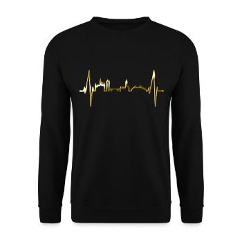 Mayence Skyline Heartbeat Fan Heart Love Mainzer - Sweat-shirt Unisexe - noir - Devant - Alina (178cm) & Michal (187cm)