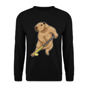 Hockey sur gazon de Capybara Stick - Sweat-shirt Unisexe - noir - Devant - Alina (178cm) & Michal (187cm)