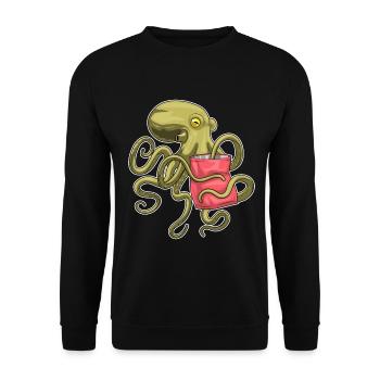 Krake Chipstüte - Unisex Pullover - Schwarz - Vorne - Alina (178cm) & Michal (187cm)