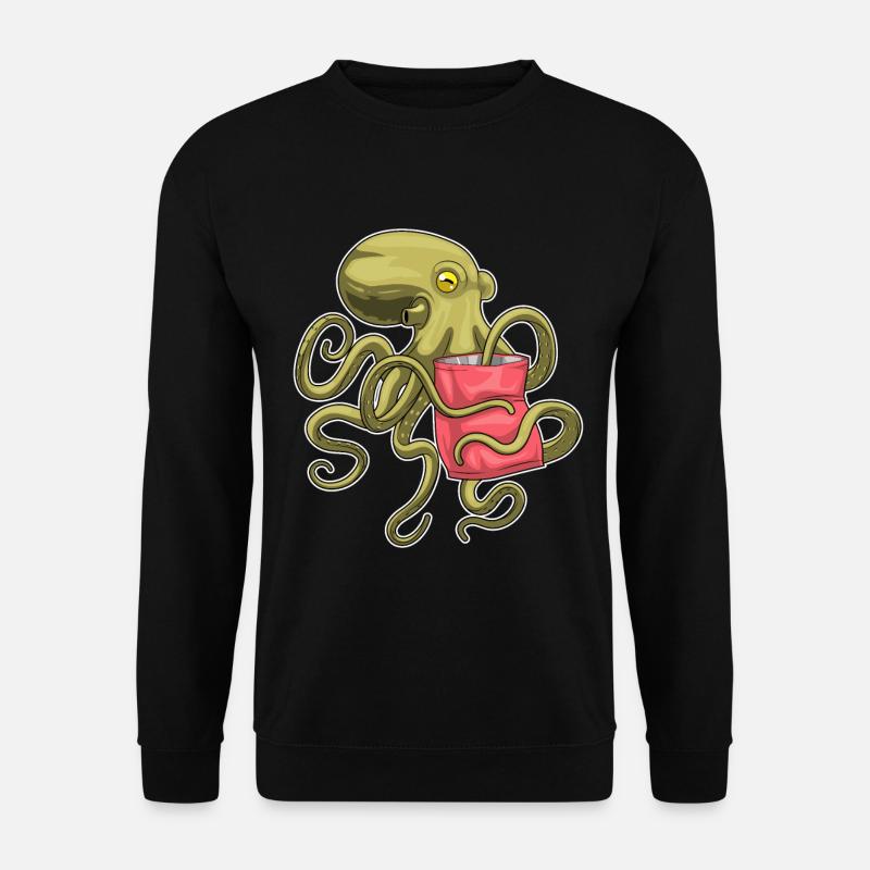 Krake Chipstüte - Unisex Pullover - Schwarz