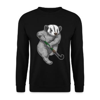 Dachs Feldhockey Feldhockeyschläger - Unisex Pullover - Schwarz - Vorne - Alina (178cm) & Michal (187cm)