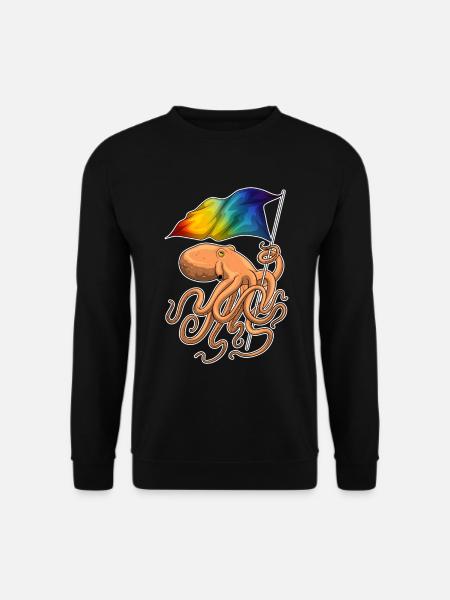 Drapeau arc-en-ciel Octopus - Sweat-shirt Unisexe - noir