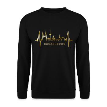 Regensburg Skyline Heartbeat Love Regensburgers - Unisex Sweatshirt - black - Front - Alina (178cm) & Michal (187cm)