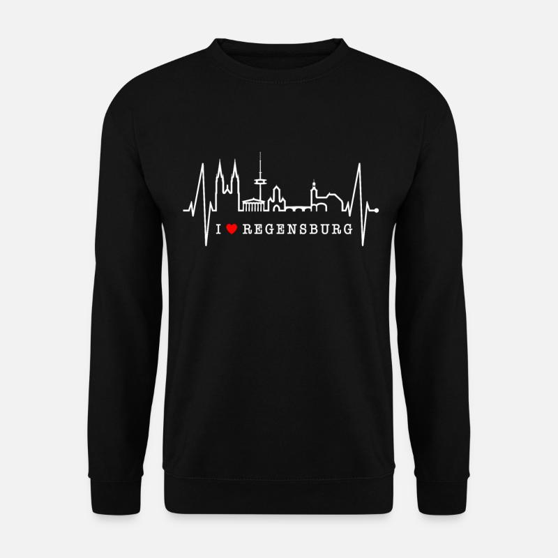 Regensburg Skyline Herzschlag Liebe Regensburger - Unisex Pullover - Schwarz