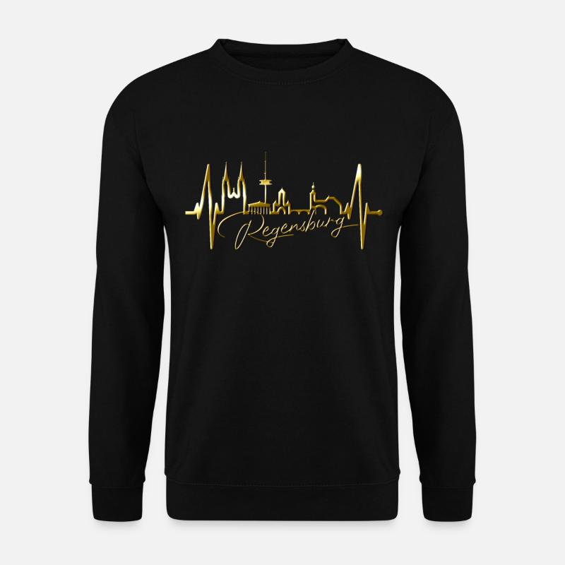 Regensburg Skyline Herzschlag Liebe Regensburger - Unisex Pullover - Schwarz
