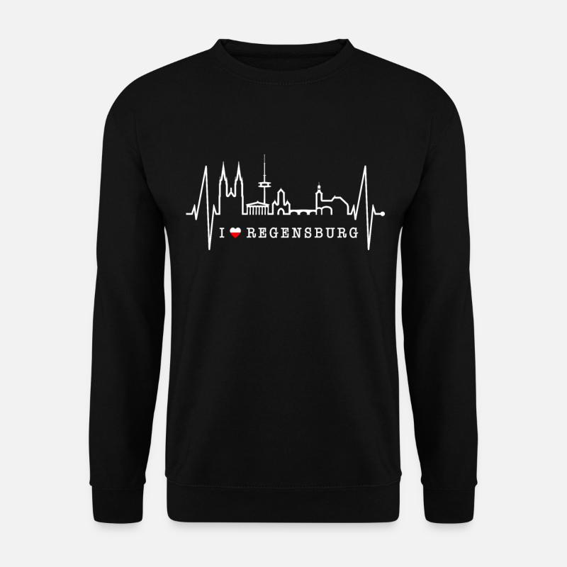 Regensburg Skyline Herzschlag Liebe Regensburger - Unisex Pullover - Schwarz