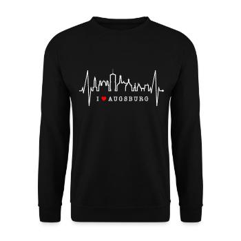 Augsburg Skyline Heartbeat Fan J’aime Augsburger - Sweat-shirt Unisexe - noir - Devant - Alina (178cm) & Michal (187cm)