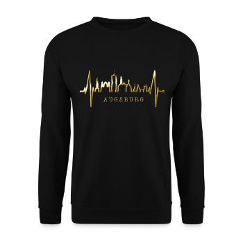 Augsburg Skyline Heartbeat Fan J’aime Augsburger - Sweat-shirt Unisexe - noir - Devant - Alina (178cm) & Michal (187cm)