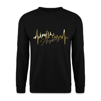 Augsburg Skyline Heartbeat Fan J’aime Augsburger - Sweat-shirt Unisexe - noir - Devant - Alina (178cm) & Michal (187cm)