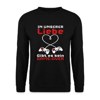 Hochzeit Junggesellenabschied Liebe Gaming Spruch - Unisex Pullover - Schwarz - Vorne - Alina (178cm) & Michal (187cm)