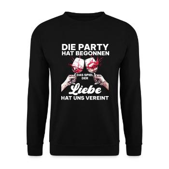 Junggesellenabschied Hochzeit Liebe Spruch - Unisex Pullover - Schwarz - Vorne - Alina (178cm) & Michal (187cm)