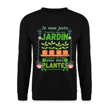 Travailler dans mon Jardin et Mes Plantes - Sweat-shirt Unisexe - noir - Devant - Alina (178cm) & Michal (187cm)