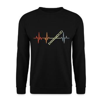 Vintage Flöte Pulslinie - Unisex Pullover - Schwarz - Vorne - Alina (178cm) & Michal (187cm)