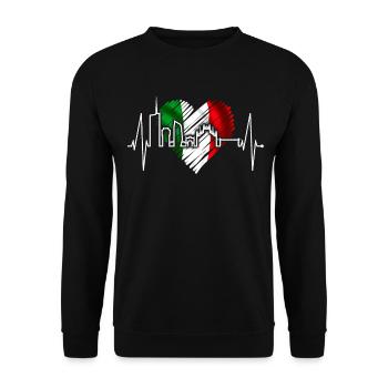 Mailand Skyline Italien Herzschlag Fan Love Milano - Unisex Pullover - Schwarz - Vorne - Alina (178cm) & Michal (187cm)