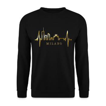 Mailand Skyline Italien Herzschlag Fan Love Milano - Unisex Pullover - Schwarz - Vorne - Alina (178cm) & Michal (187cm)