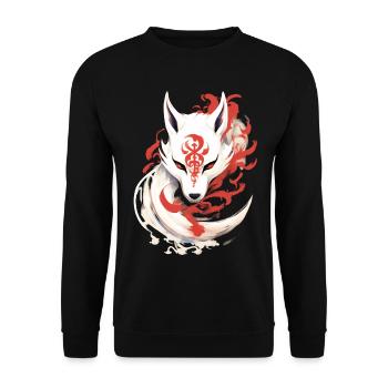 Japan Anime Kitsune Mask Kumiho Fox Samurai - Unisex Sweatshirt - black - Front - Alina (178cm) & Michal (187cm)