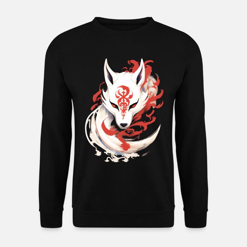Japan Anime Kitsune Maske Kumiho Fuchs Samurai - Unisex Pullover - Schwarz