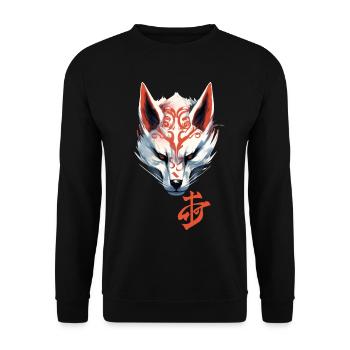 Anime Kitsune Fox Mask Kumiho Samurai Japan - Unisex Sweatshirt - black - Front - Alina (178cm) & Michal (187cm)