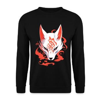 Anime Fox Mask Kitsune Kumiho Samurai Japan - Unisex Sweatshirt - black - Front - Alina (178cm) & Michal (187cm)