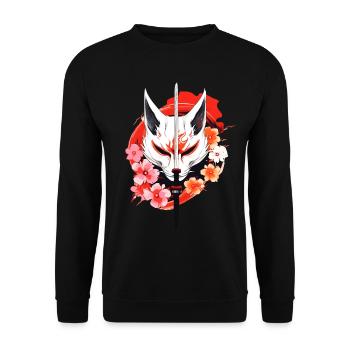 Kitsune Fox Mask Kumiho Samurai Japan Anime - Unisex Sweatshirt - black - Front - Alina (178cm) & Michal (187cm)
