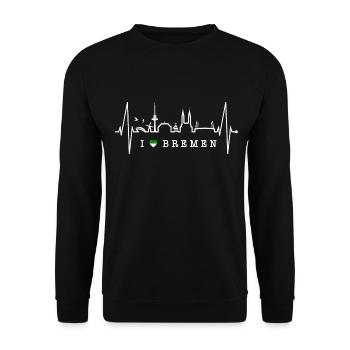 Bremen Skyline Bremen Heartbeat Fan Heart Love - Unisex Sweatshirt - black - Front - Alina (178cm) & Michal (187cm)