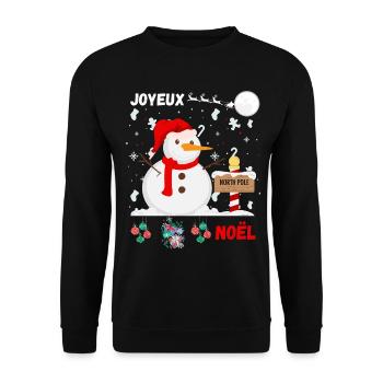 Merry Christmas Snowman - Unisex Sweatshirt - black - Front - Alina (178cm) & Michal (187cm)