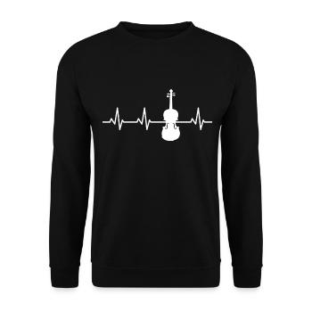 Herzschlag Violine - Unisex Pullover - Schwarz - Vorne - Alina (178cm) & Michal (187cm)