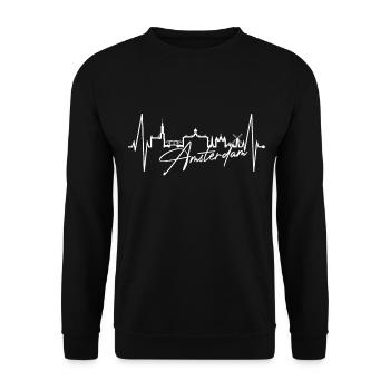 Amsterdam Skyline Netherlands Heartbeat Holland - Unisex Sweatshirt - black - Front - Alina (178cm) & Michal (187cm)