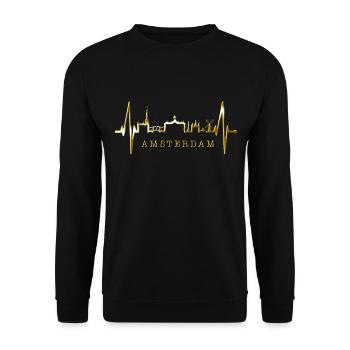 Amsterdam Skyline Netherlands Heartbeat Holland - Unisex Sweatshirt - black - Front - Alina (178cm) & Michal (187cm)