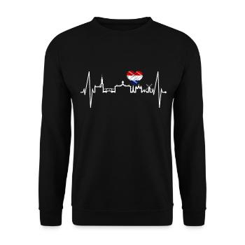 Amsterdam Skyline Netherlands Heartbeat Holland - Unisex Sweatshirt - black - Front - Alina (178cm) & Michal (187cm)