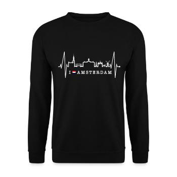 Amsterdam Skyline Netherlands Heartbeat Holland - Unisex Sweatshirt - black - Front - Alina (178cm) & Michal (187cm)
