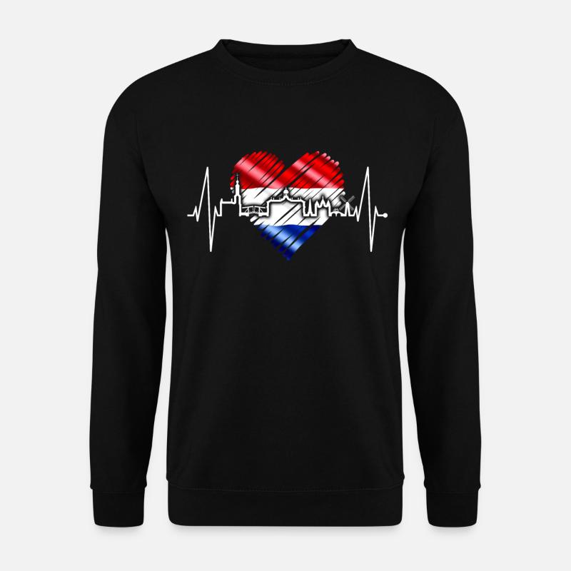 Amsterdam Skyline Netherlands Heartbeat Holland - Unisex Sweatshirt - black