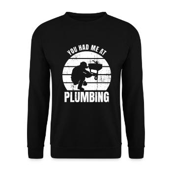 You had me at plumber's - Unisex Sweatshirt - black - Front - Alina (178cm) & Michal (187cm)