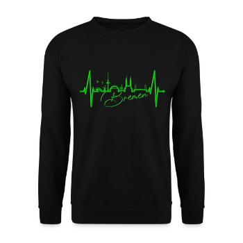 Bremen Skyline Bremen Heartbeat Fan Heart Love - Unisex Sweatshirt - black - Front - Alina (178cm) & Michal (187cm)