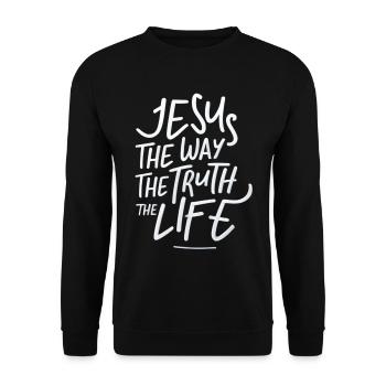 Jesus Way Truth Life Lettering - Unisex Sweatshirt - black - Front - Alina (178cm) & Michal (187cm)
