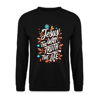 Typographie de la vie vérité de la vie de Jésus - Sweat-shirt Unisexe - noir - Devant - Alina (178cm) & Michal (187cm)