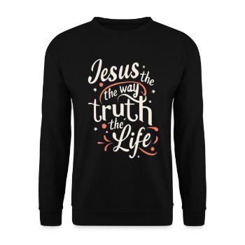 Jesus The Way Truth Living - Unisex Sweatshirt - black - Front - Alina (178cm) & Michal (187cm)