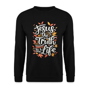 Jesus The Truth Life - Unisex Sweatshirt - black - Front - Alina (178cm) & Michal (187cm)