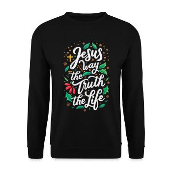 Jesus Way the Truth the Life - Unisex Sweatshirt - black - Front - Alina (178cm) & Michal (187cm)