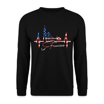 San Francisco Skyline Heartbeat California USA - Unisex Sweatshirt - black - Front - Alina (178cm) & Michal (187cm)