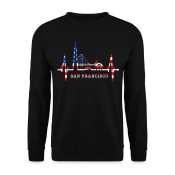 San Francisco Skyline Heartbeat California USA - Unisex Sweatshirt - black - Front - Alina (178cm) & Michal (187cm)